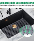 Silicone Kitchen Sink Mat Protector For Stainless Steel Sinks 27.2 X 13.4 Inches No Slip Heat Resistant Drain Grate Gray