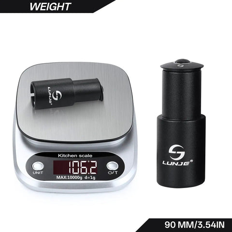 Bike Stem Riser Extender For 1 1/8 Inch Fork 28.6mm Dope Upgrade, 90mm size on digital scale, black aluminum