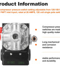 Air Compressor Pressure Switch Replacement For 150 Or 120 PSI 4 Port 120V Systems D26612 ZD26612 front view