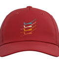 Red adjustable printed baseball hat for sailplane lovers and club pilots, featuring glider designs, front view.