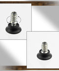 4 Pack Adjustable Furniture Leveling Feet Kit With M8 Screws And M8 Threaded Inserts For Wood Hex Socket Plastic And Steel Construction DIY Friendly Stabilizers And Levelers For Home Or Shop shown in assembly steps and close-up detail.