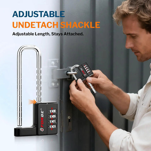 Heavy Duty Four Digit Combo Padlock With Adjustable Shackle Built Tough For Gate And Door Security Zero Hassle Setup Rock Solid Dual Pack In Matte Black Finish