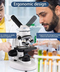 Budget Friendly Compound Microscope With 4X 10X 40X Glass Objectives And 10X 25X Eyepieces used by student and adult.