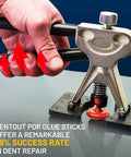 Monstrous Red PDR Glue Sticks Ten Pack for Paintless Dent Repair, Heavy Duty Adhesive for Precision Dent Removal, Compatible With Standard Half Inch And Seven Sixteenths Inch Hot Glue Guns, Melts At 185 Degrees Fahrenheit, used with dent puller