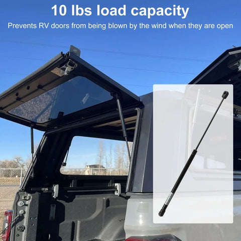 20 Inch Camper Gas Prop Door Support for RV doors trailers and camper shells with 10 lb load capacity installed on RV