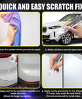 BMW Alpine White 300 Touch Up Paint Kit For BMW Cars showing steps for scratch repair with pen tip and brush.