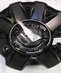 Matte Black Center Cap for 5 to 6 Lug Wheels, Flat Black Finish With Chrome Rivets, 7.875 Inch Diameter And 1.875 Inch Height, Part 1001-63