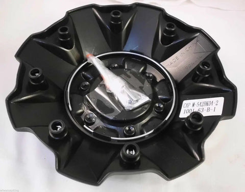 Matte Black Center Cap for 5 to 6 Lug Wheels, Flat Black Finish With Chrome Rivets, 7.875 Inch Diameter And 1.875 Inch Height, Part 1001-63