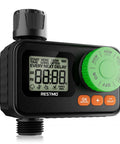 Programmable Sprinkler Timer For Garden Hose with Rain Delay and Manual On Off, LCD display, 3/4-Inch connection, black.