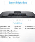 27 Inch Full HD IPS Monitor With USB 3.0 Upstream, DisplayPort and HDMI Cables, rear ports including HDMI, USB, and DisplayPort