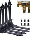 Four Inch Furniture Corner Guards With Black Metal Edge Protectors Right Angle Brackets For Sofas And Tables Rust Resistant Home Hardware Offering Dang Solid Protection And Slick Matte Finish, shown in a 4 pack with screws.