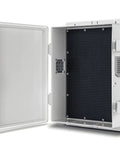 All Weather Outdoor Electrical Junction Box With Waterproof Abs Panel Enclosure And Removable Grille Snap Lock Hinged Cover open view