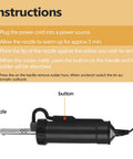 Instructions and image of Automatic Desoldering Pump Vacuum Solder Sucker Portable Electric Desoldering Tool 110V 30W nozzle and button.