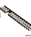 Three-Piece Aluminum Socket Organizer Rails For 1/4, 3/8, And 1/2 Inch Drives, Holds 48 Sockets With Spring-Loaded Clips, Portable 17-Inch Tool Rails, Keeps Your Toolbox Neat, Ready-To-Go, Heavy-Duty Gear For Quick Grab-And-Go