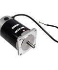 Beefy 900W 110V brushed lathe motor with 4100RPM and 14mm shaft DC spindle, showing iron housing and precision bearings.