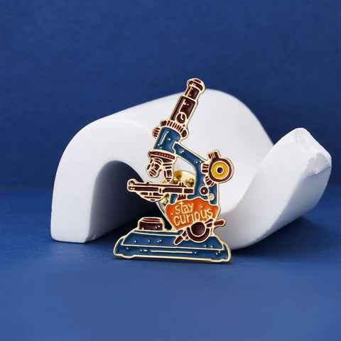 Colorful Enamel Microscope Brooch Pin For Scientists And Lab Enthusiasts On Lab Coats And Bags Stay Curious Inspirational Jewelry Gift