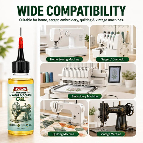 2 Oz Sewing Machine Oil Kit With Precision Applicator, Cleaning Brush, And Cloth For Smooth, Quiet Lubrication That Works Like A Charm In Home Sewing, Craft Rooms, And Studio Spaces. 2 oz bottle for home, serger, embroidery, quilting, vintage machines