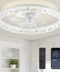 Top Tier 20 Inch Modern Ceiling Fan With Integrated LED Lights And Smart Remote App Control displayed in a bright room.
