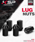 14x1.50 Lug Nuts Set Black Chrome Closed End Acorn Wheel Lug Nuts 24 Pcs OE Style 1.75 Inch Height