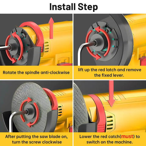 Installation steps for Cordless Mini Angle Grinder Tool With 19500 RPM Power, 76mm Cutting Disc, Dual Battery Pack, Portable Metal Grinding