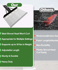 Comparison of Heavy Duty Beefy Garden Cleaning Shovel With 59 Inch Adjustable Handle Carbon Steel Flat Shovel to red plastic shovel