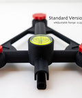 Rock Solid Adjustable Alignment and Leveling Stand for Approach R10 Monitor, black PETG, red M14 knobs, low profile