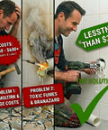 Comparison showing DIY PVC pipe repair costing less than $30 using Two Pack PVC Pipe Threader Kit 1/2 and 3/4 Inch With Built In Internal And External Threading Rust Resistant Cutter Break Resistant Tool Set Dual Function Tubo Opener For Quick Clean Pipe Fittings.