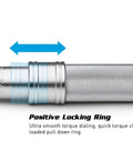 Industrial Torque Wrench 30 to 150 in-lbs, One Quarter Inch Drive, Matte Chrome Finish, showing positive locking ring