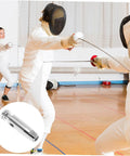 Pro Grade Replacement Tip Foil Hand Cord For Medieval Fencing Accessories in use during sparring practice, stainless steel tip close-up.