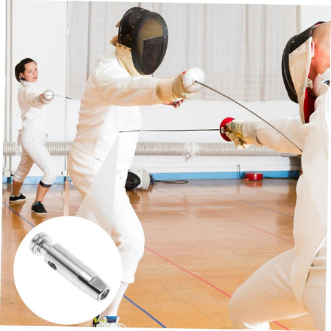 Pro Grade Replacement Tip Foil Hand Cord For Medieval Fencing Accessories in use during sparring practice, stainless steel tip close-up.