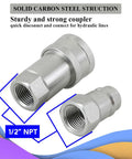 Two Sets One Half Inch NPT Hydraulic Quick Connectors ISO 5675 Ball Lock Pioneer Style Fittings For Tractors, front view