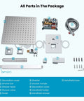 All In One Ceiling Mount Shower System With 12 Inch Rainfall Showerhead And Handheld Sprayer parts display