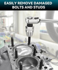 Tough As Nails Damaged Bolt And Stud Extractor for One Quarter to One Half Inch Studs, used with ratchet on engine block.