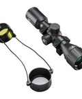 Target Air 4x32mm Rifle Scope with IPX7 waterproof, fogproof optics and knurled magnification ring, shown with lens covers detached.