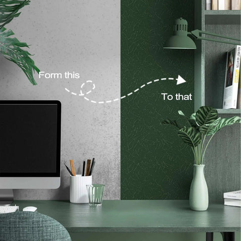 White Peel And Stick Wallpaper 15.7 By 118 Inches Self Adhesive Embossed Textured Vinyl Film visible on wall transformation