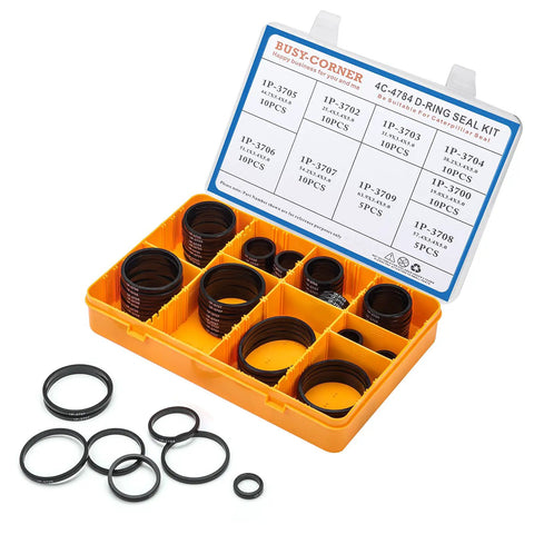 Heavy Duty Nitrile 90 Shore D Ring Kit With 9 Sizes And 80 Printed Rings For Hydraulic Hose Fittings Replacement Fits CAT Excavator 2701535 4C4784 Oil Resistant Tough Worksite Ready For Extreme Temps And UV Exposure