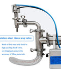 Hassle Free Foot Pedal Pneumatic Bottle Filler Machine Stainless Steel Single Head Liquid Filler Auto Manual Control For Juices Wines And Water 300 To 2600 Ml Truly Smooth Operation three-way valve detail with high-quality check valve