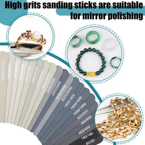 Model Sanding Sticks Set With 20 Pieces For Plastic Models And 3D Prints, Assorted Grits, Water Drop Style with jewelry and polish