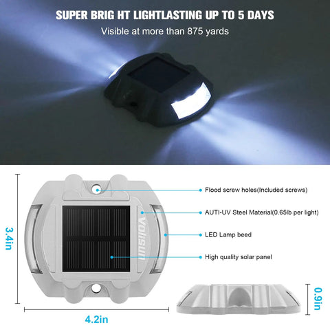 Close-up of 12 Pack Solar Deck Lights Outdoor Pathway LED Dock Lights IP68 Waterproof Auto On Off for Driveway Sidewalk Garden