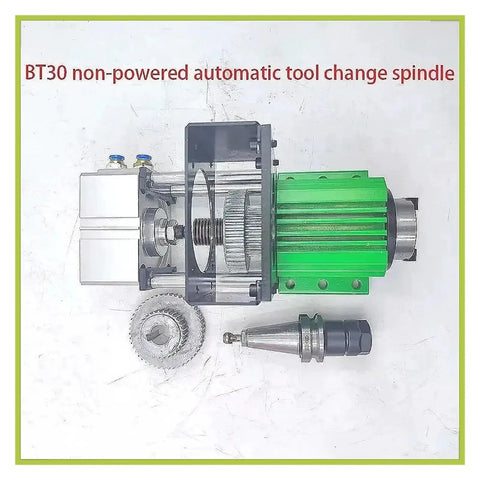 Built Tough Rock Solid Cnc Spindle Assembly With Motor Bracket Makes Bt30 Auto Tool Change Milling Rig Run Sweet High Precision Power Free Clamping Game Changer showing spindle and components.