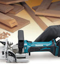 18V LXT Cordless Plate Joiner with Rack and Pinion Fence, Aluminum Pivot Fence, woodworking tool with biscuits and wood pieces