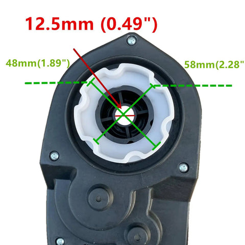 Beefed Up Four Stage Gearbox Upgrade For Ride On Cars 24V 30000RPM High Torque Motor Gearbox dimensions shown