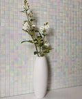 Rainbow Peel And Stick Glass Tile Backsplash Kit For Kitchen And Bathroom, 40 sheets of 6.6 inch by 6.6 inch white mosaic tiles wall