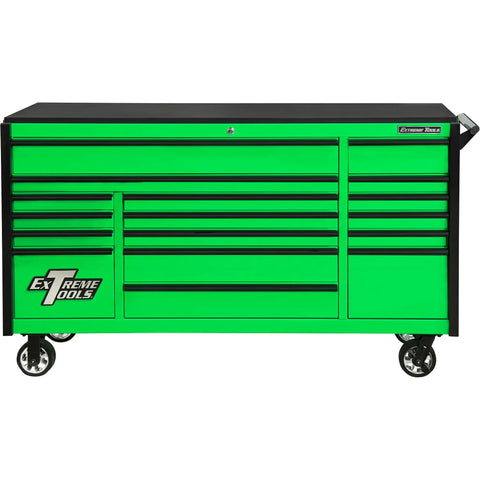 Tough As Nails 72 Inch Wide 17 Drawer Rolling Tool Chest With Heavy Steel Frame And Smooth Glide Drawers Built Mean For Serious Shop Mechanics On The Go, bright green.