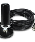 3 Inch Dual Band Ham Radio Antenna For Mobile VHF UHF 136 174 MHz 400 470 MHz With NMO Magnetic Base Mount Two Point Five dBi Gain PL 259 Plug 16ft RG58 Cable Waterproof CB Truck Car Accessory For Two Way Radios, showing black antenna with coiled cable and plug connector