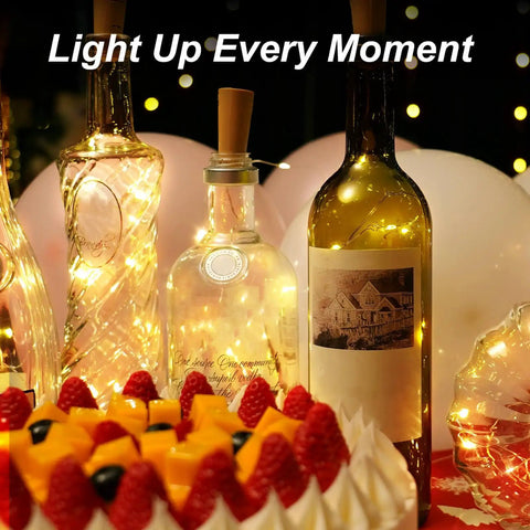 Wine Bottle Cork Lights With 12 LED Fairy String Lights Waterproof Battery Operated 10 Pack for Jars Parties Weddings Christmas