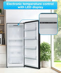 Inside view of 16.4 Cu Ft Convertible Refrigerator And Upright Freezer Energy Star Certified with LED temperature control.
