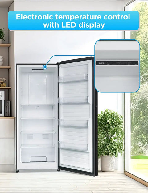 Inside view of 16.4 Cu Ft Convertible Refrigerator And Upright Freezer Energy Star Certified with LED temperature control.