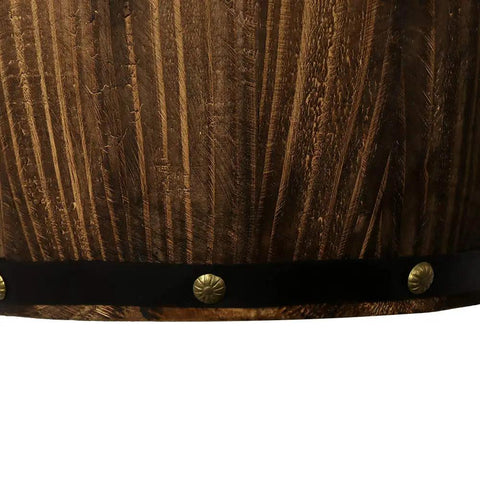 Close-up of Antique Wood Wine Barrel Wall Sconce 2 Pack Up And Down Indoor Lamps showing rustic wood texture and metal accents.