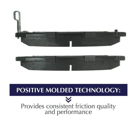 Centric 105.12100 ceramic brake pads with shims and hardware, front view